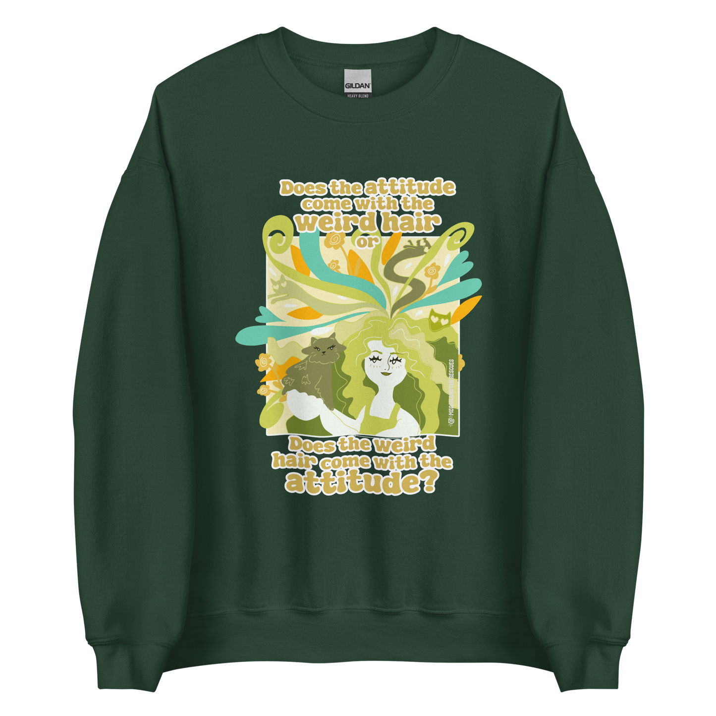 Weird Hair Attitude Green - Unisex Sweatshirt