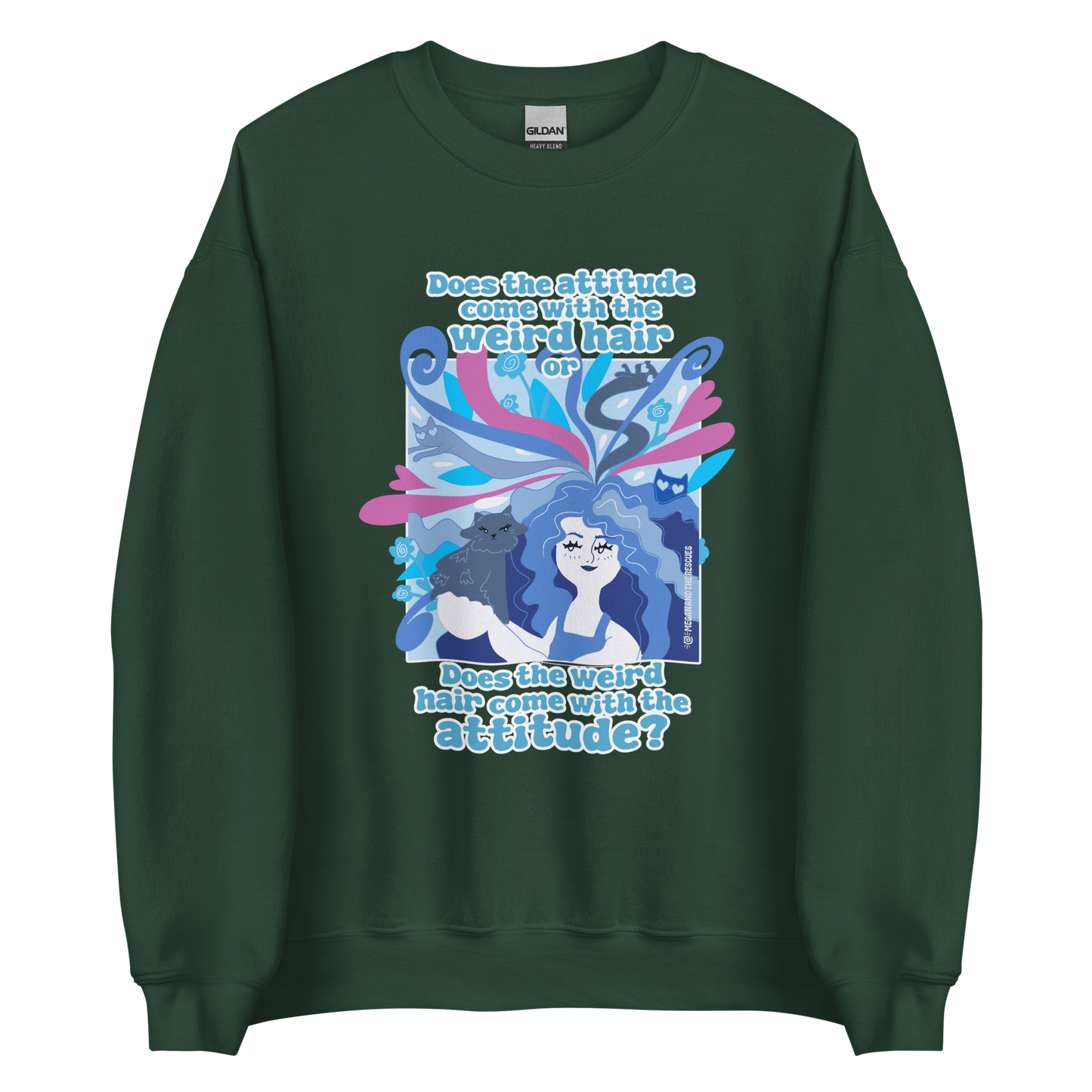 Weird Hair Attitude Blue - Unisex Sweatshirt