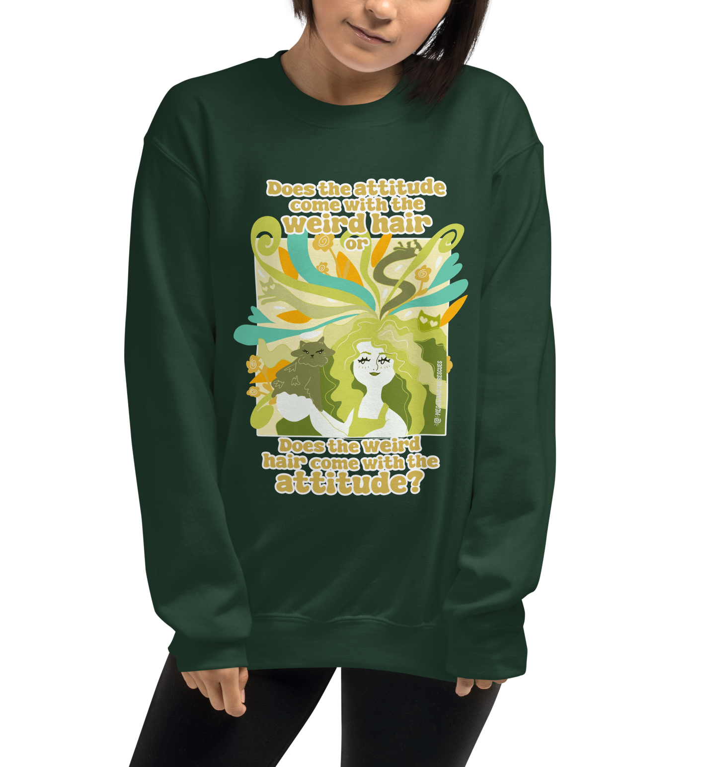 Weird Hair Attitude Green - Unisex Sweatshirt