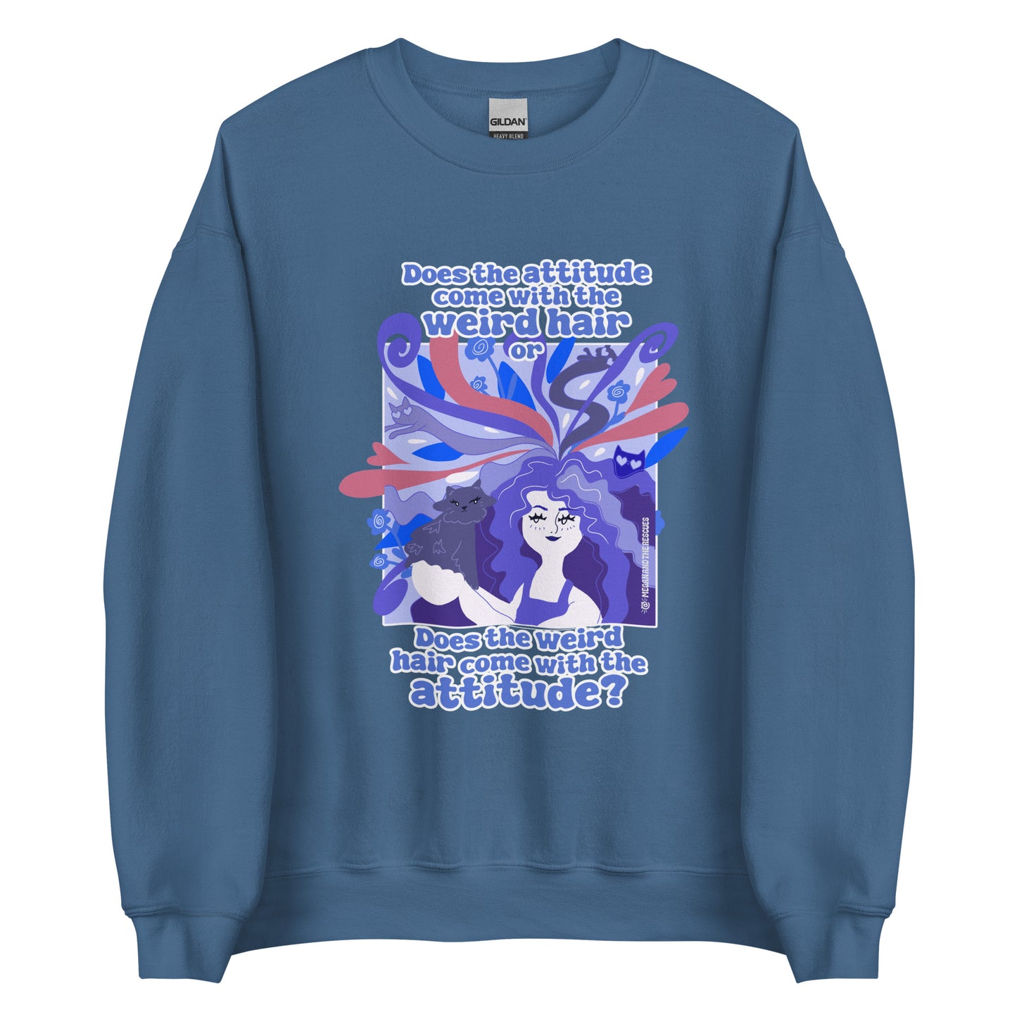Weird Hair Attitude Dark Blue - Unisex Sweatshirt