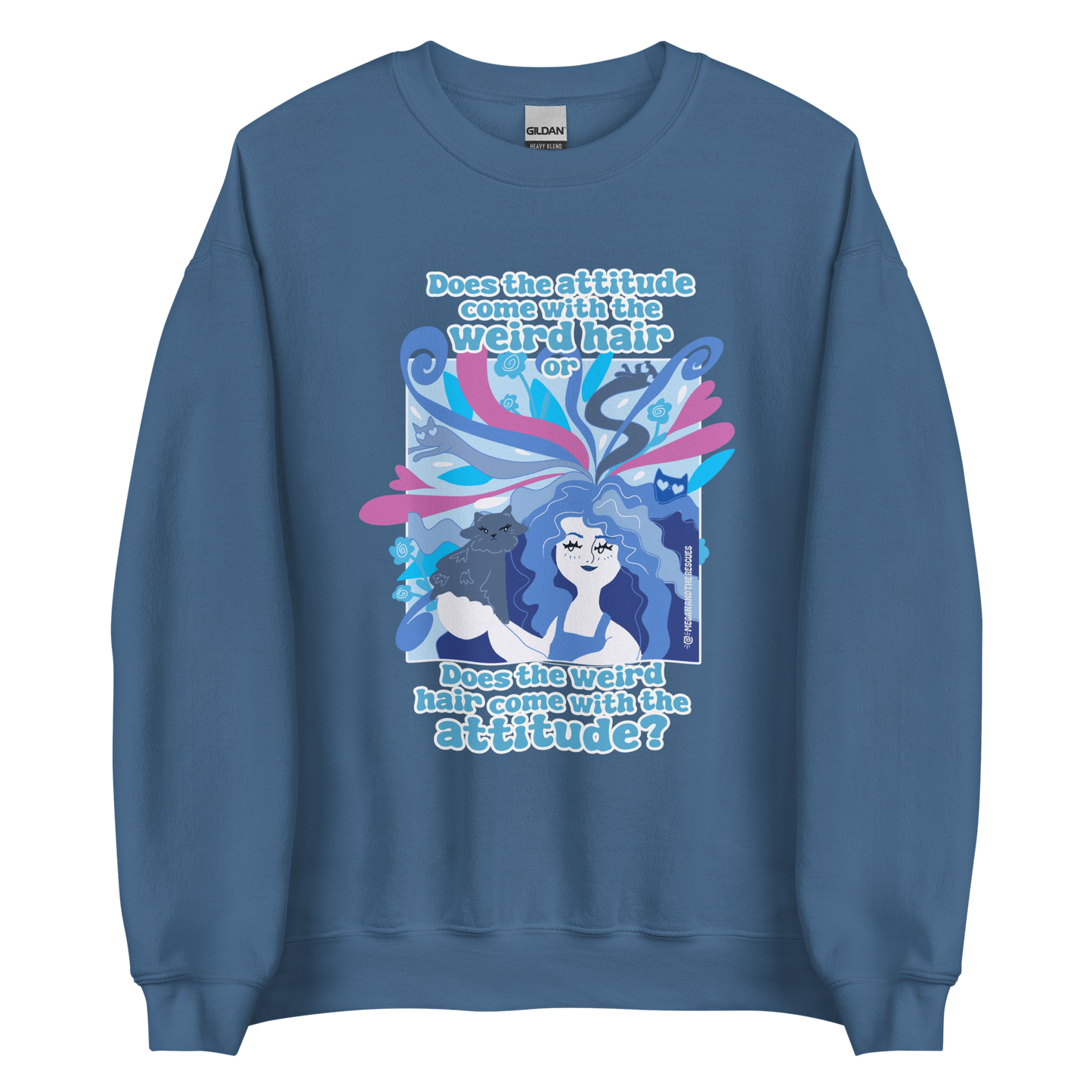 Weird Hair Attitude Blue - Unisex Sweatshirt