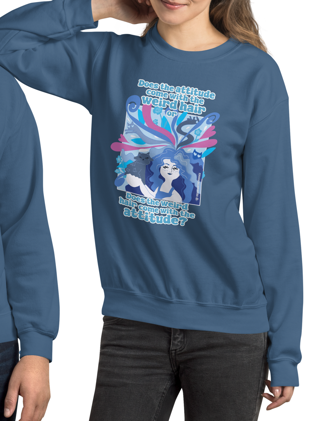 Weird Hair Attitude Blue - Unisex Sweatshirt