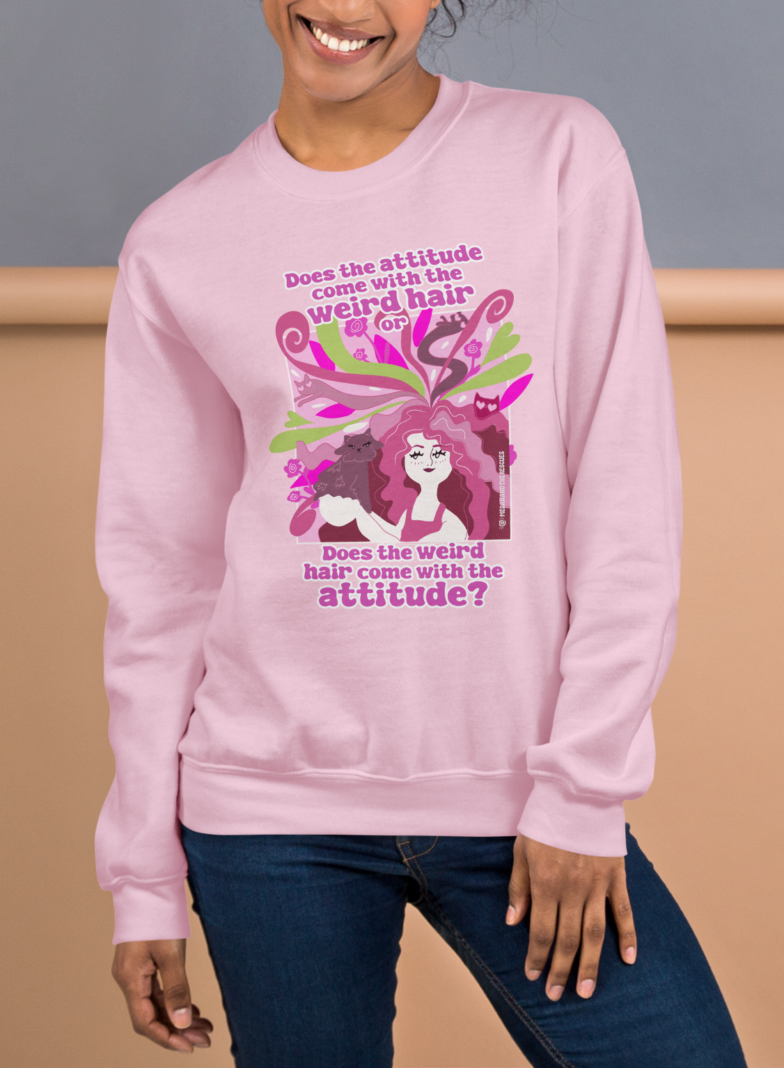 Weird Hair Attitude Pink - Unisex Sweatshirt