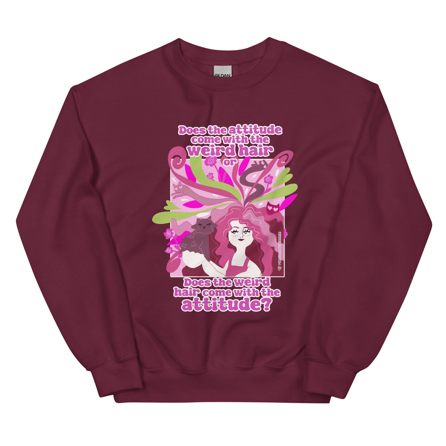 Weird Hair Attitude Pink - Unisex Sweatshirt
