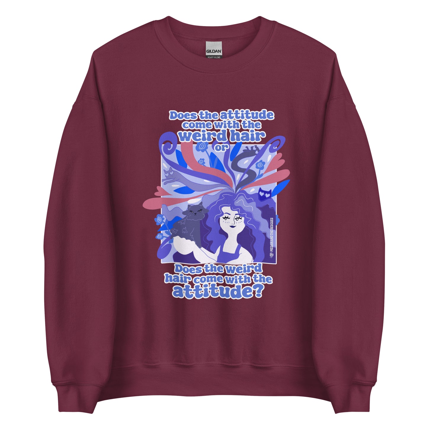 Weird Hair Attitude Dark Blue - Unisex Sweatshirt