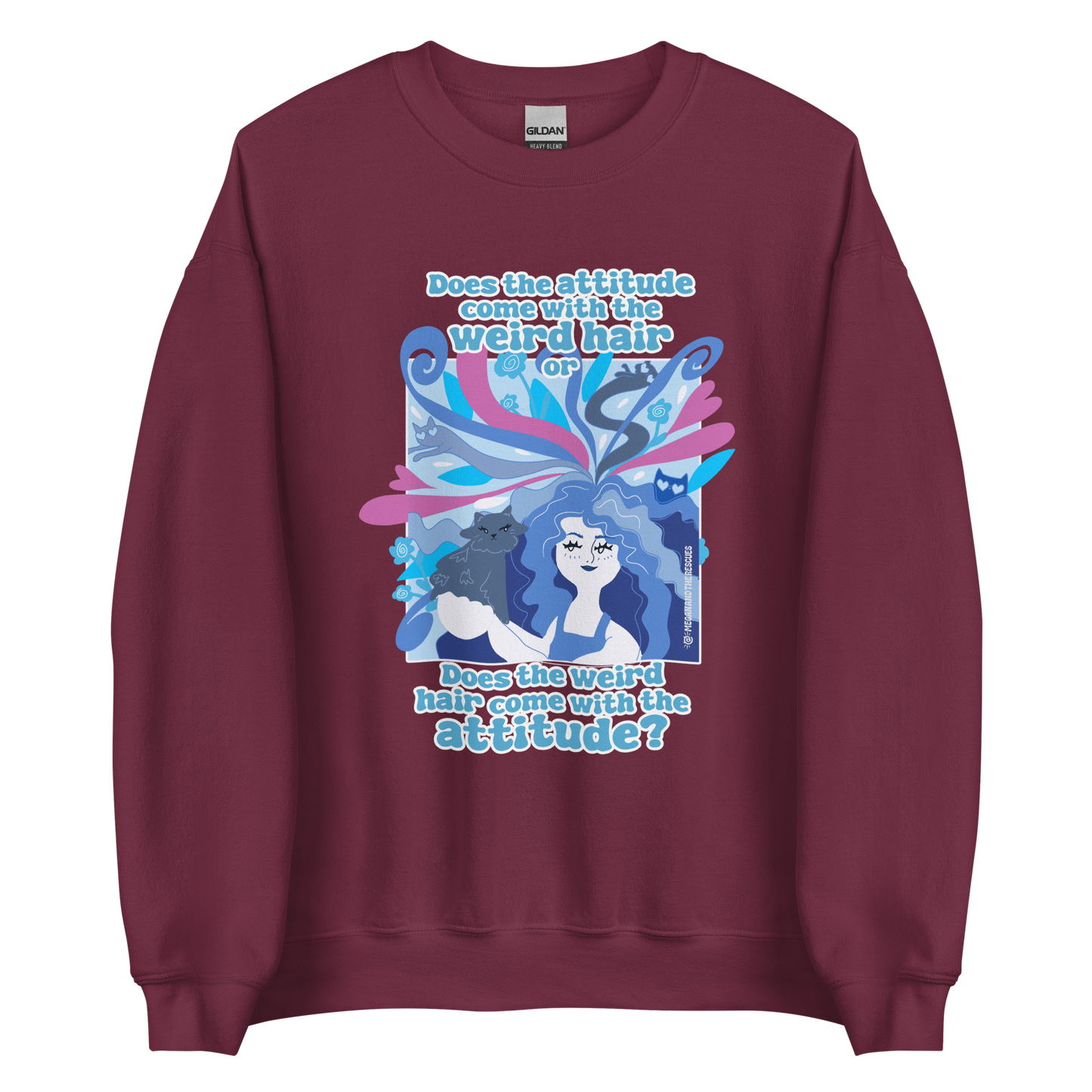 Weird Hair Attitude Blue - Unisex Sweatshirt