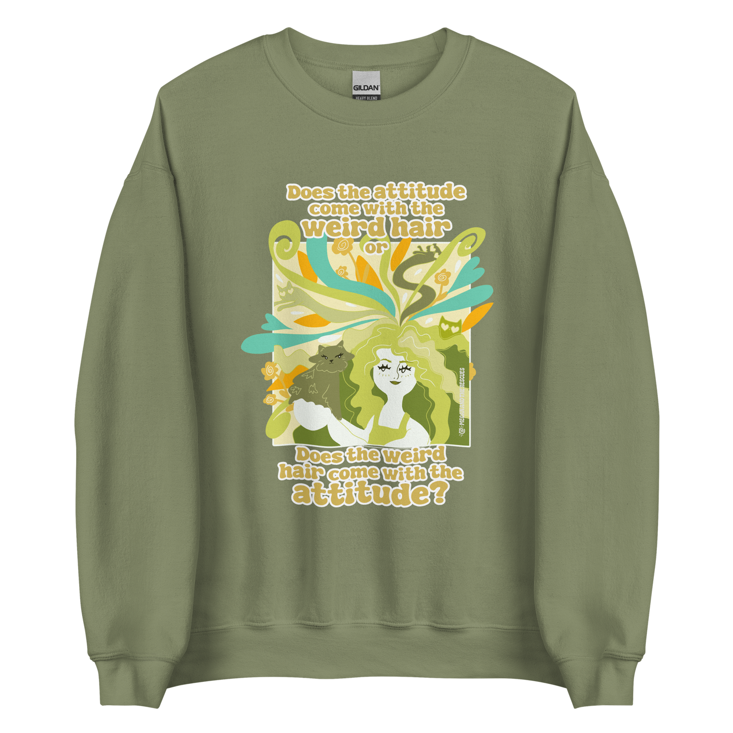 Weird Hair Attitude Green - Unisex Sweatshirt