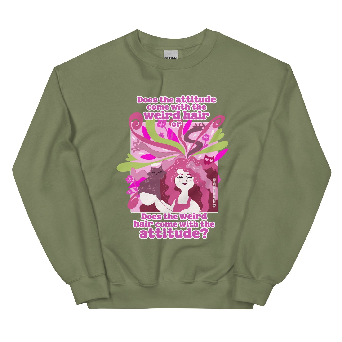 Weird Hair Attitude Pink - Unisex Sweatshirt
