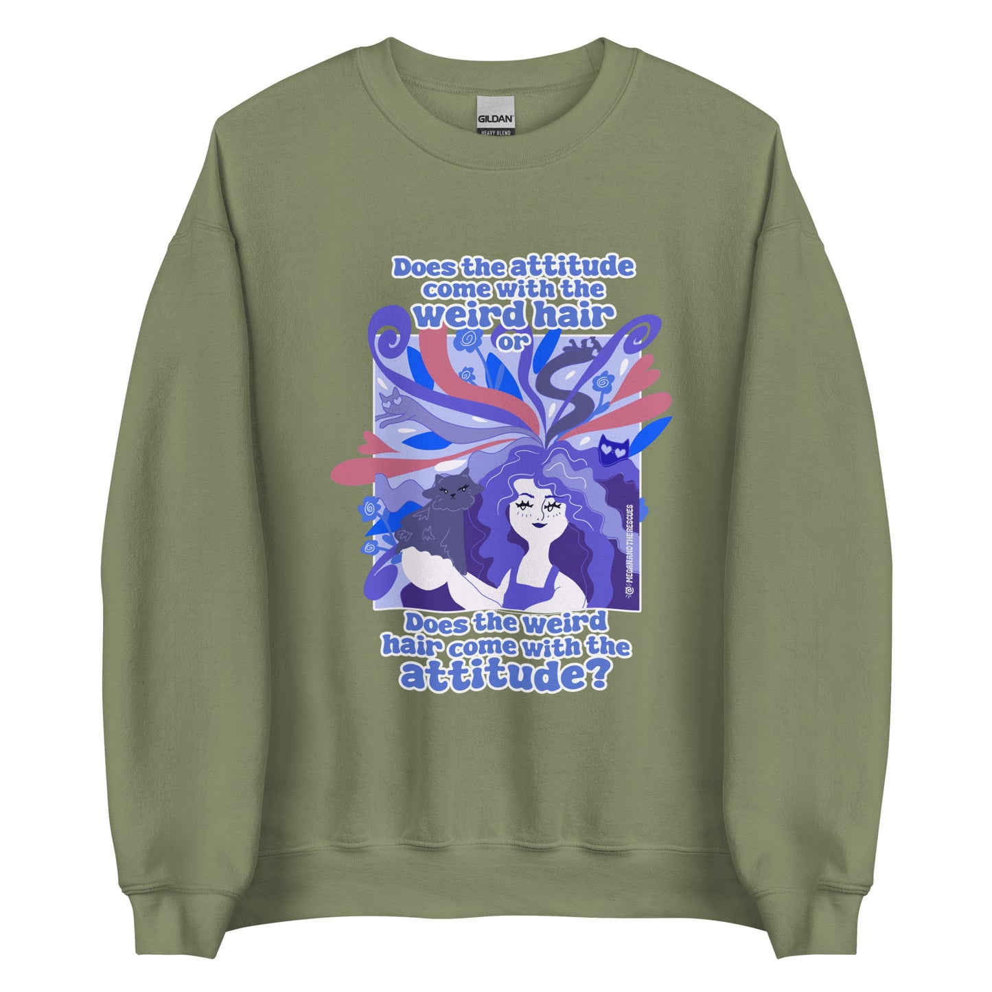 Weird Hair Attitude Dark Blue - Unisex Sweatshirt