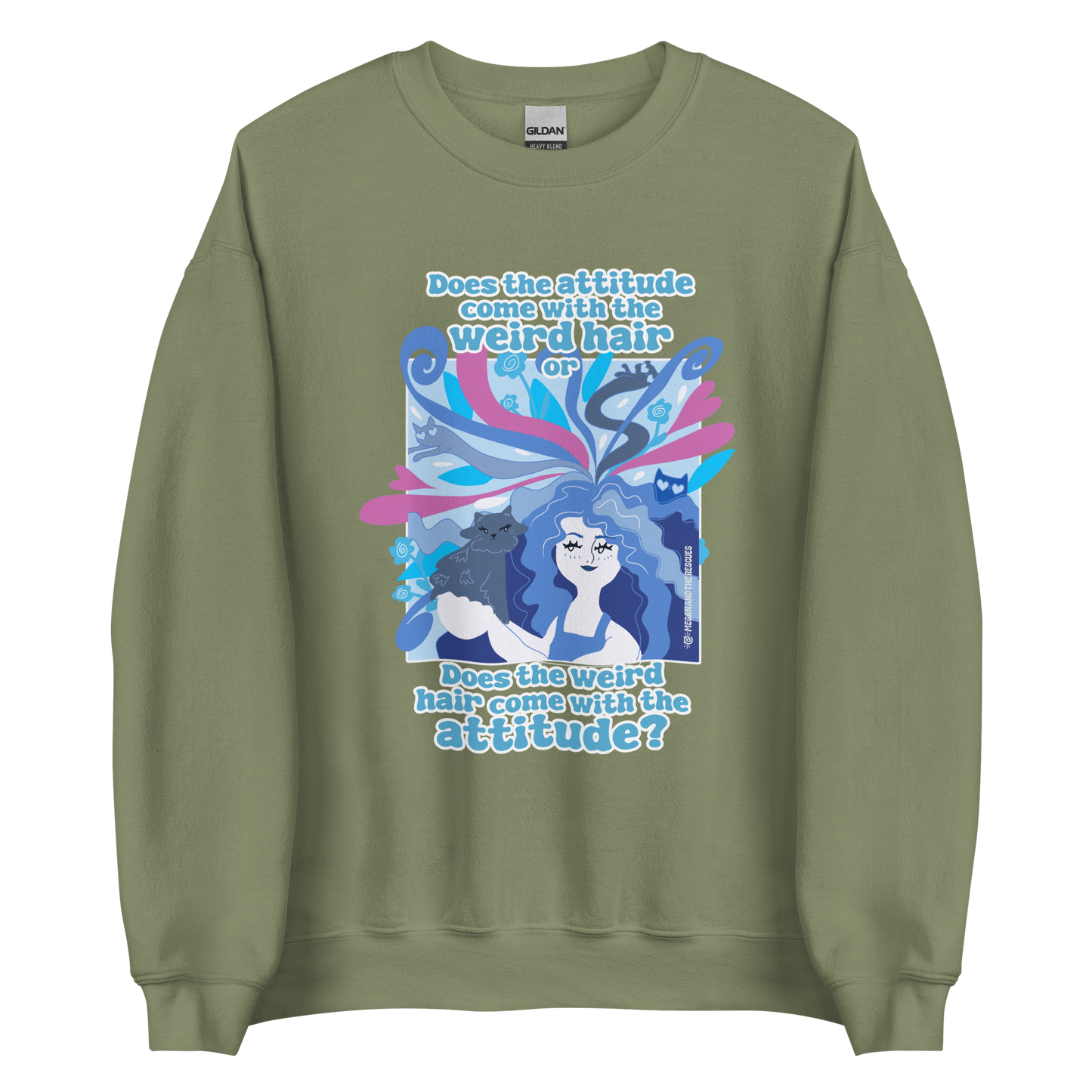 Weird Hair Attitude Blue - Unisex Sweatshirt