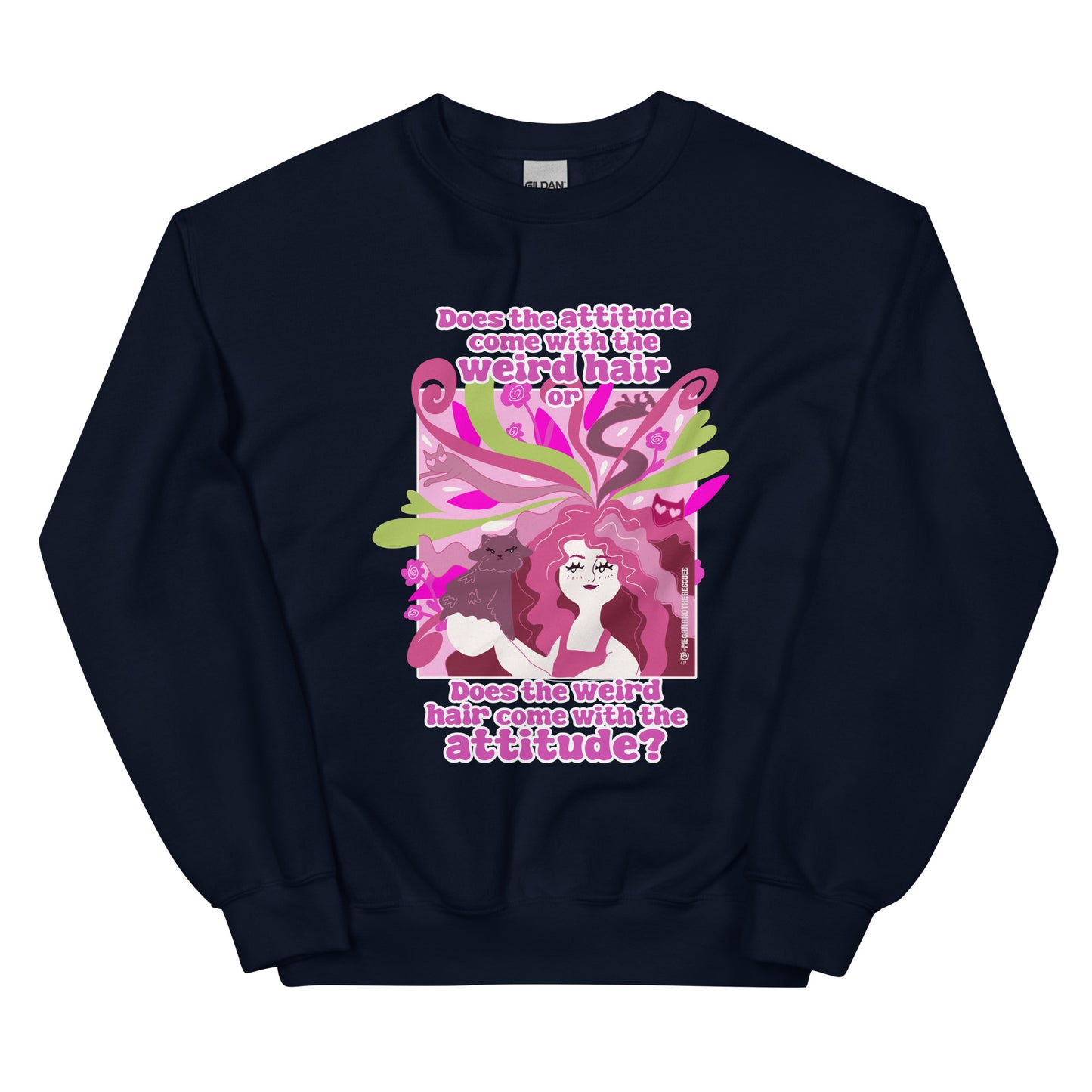 Weird Hair Attitude Pink - Unisex Sweatshirt