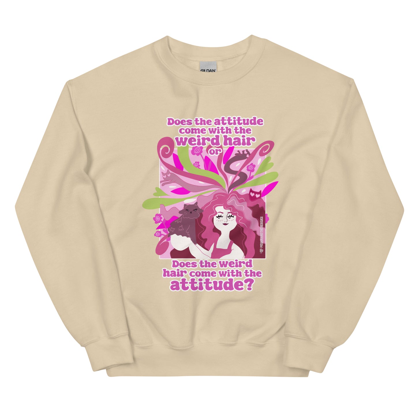 Weird Hair Attitude Pink - Unisex Sweatshirt