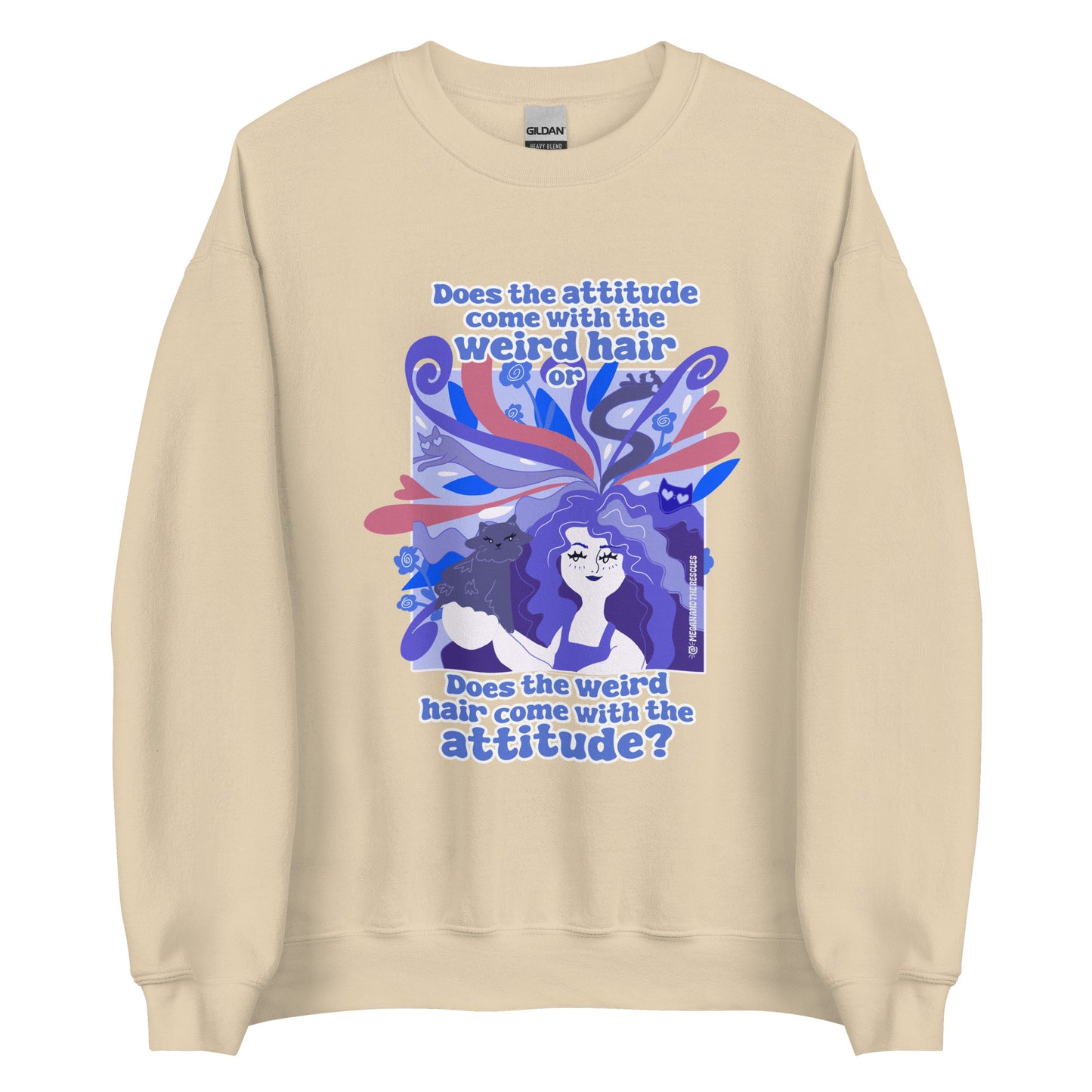 Weird Hair Attitude Dark Blue - Unisex Sweatshirt