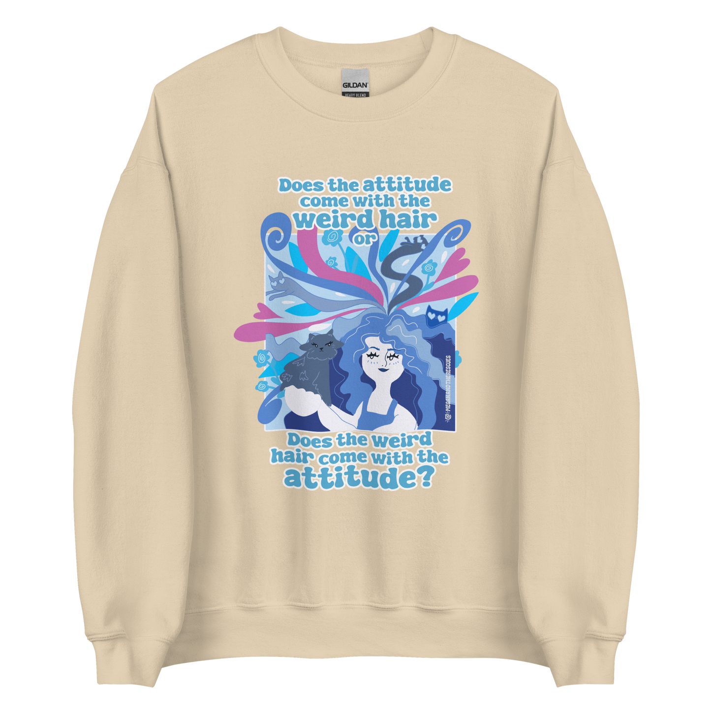 Weird Hair Attitude Blue - Unisex Sweatshirt