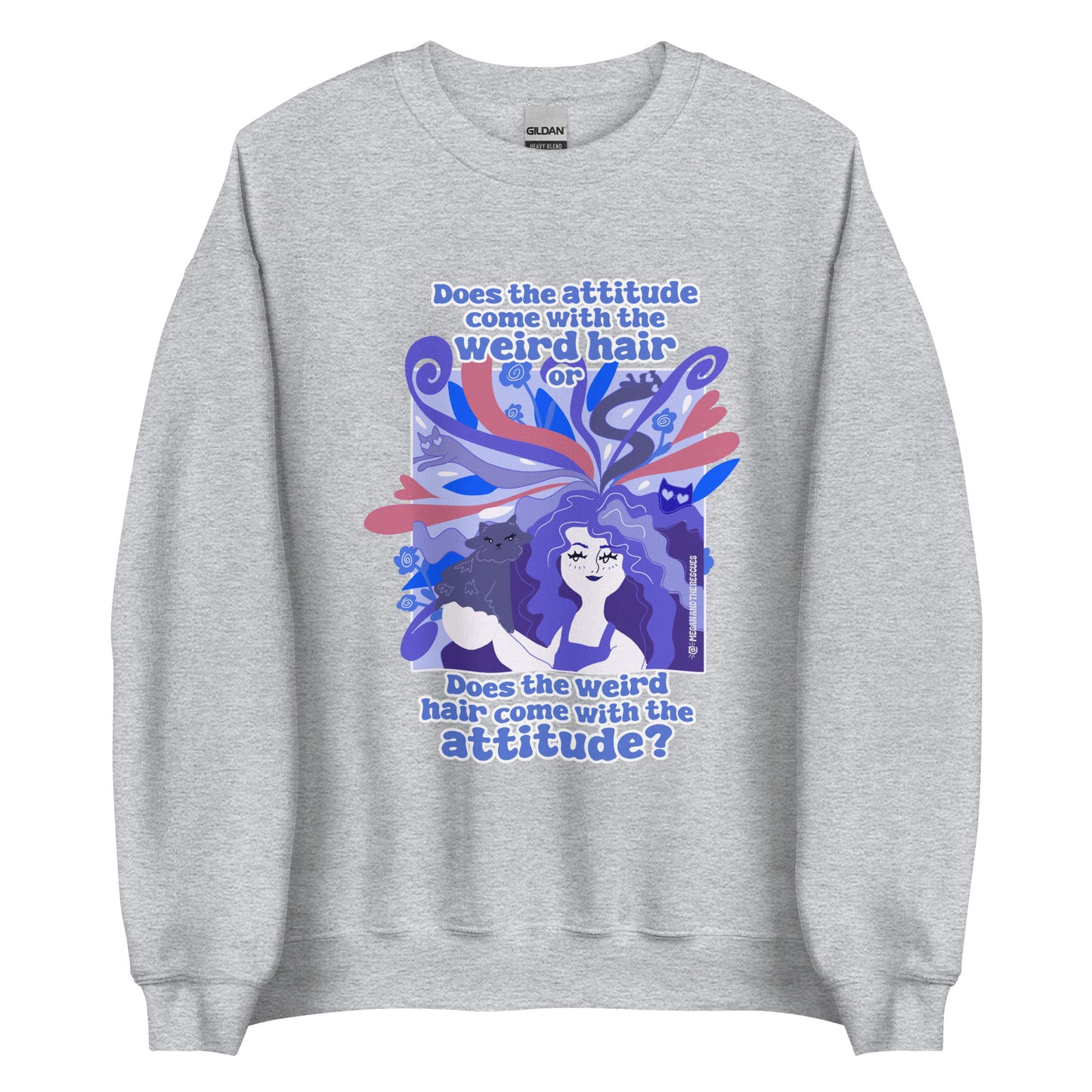 Weird Hair Attitude Dark Blue - Unisex Sweatshirt