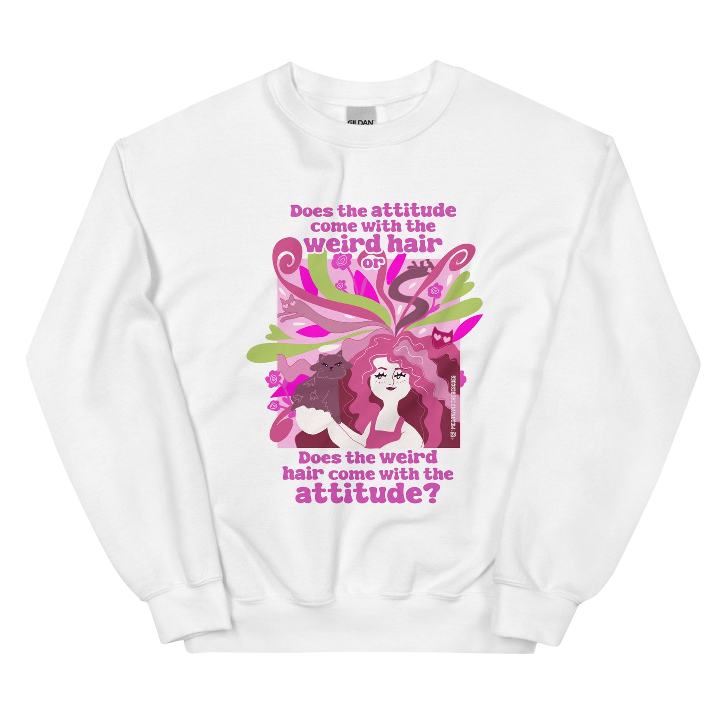 Weird Hair Attitude Pink - Unisex Sweatshirt