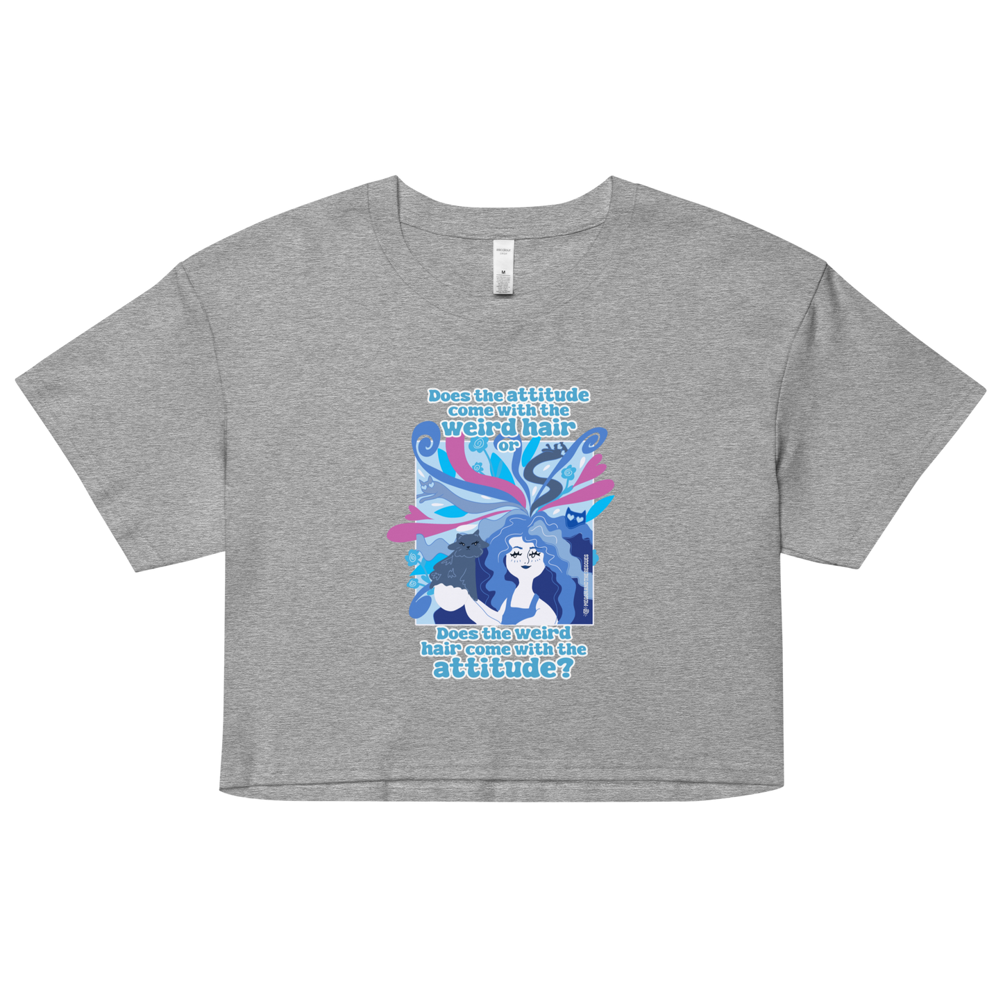 Weird Hair Attitude Blue - Women’s crop top