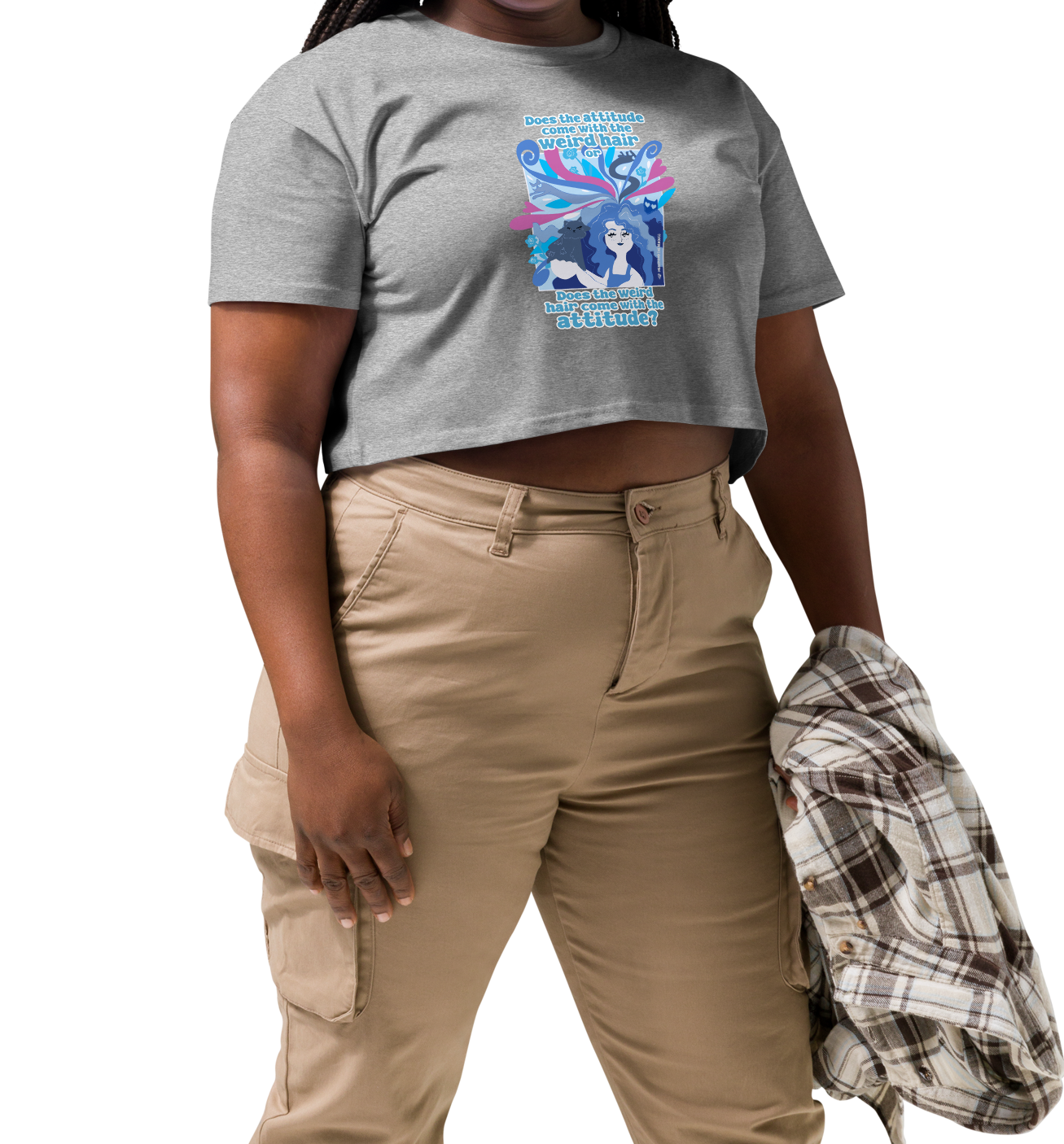 Weird Hair Attitude Blue - Women’s crop top