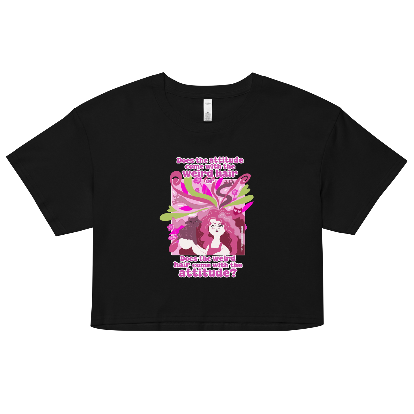 Weird Hair Attitude Pink - Women’s crop top