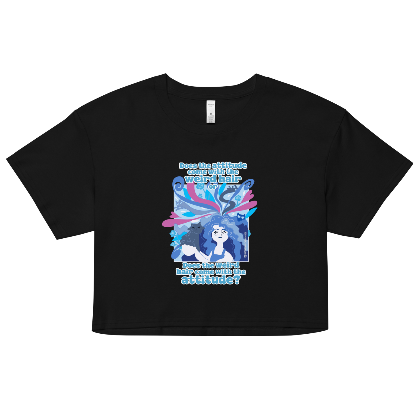 Weird Hair Attitude Blue - Women’s crop top