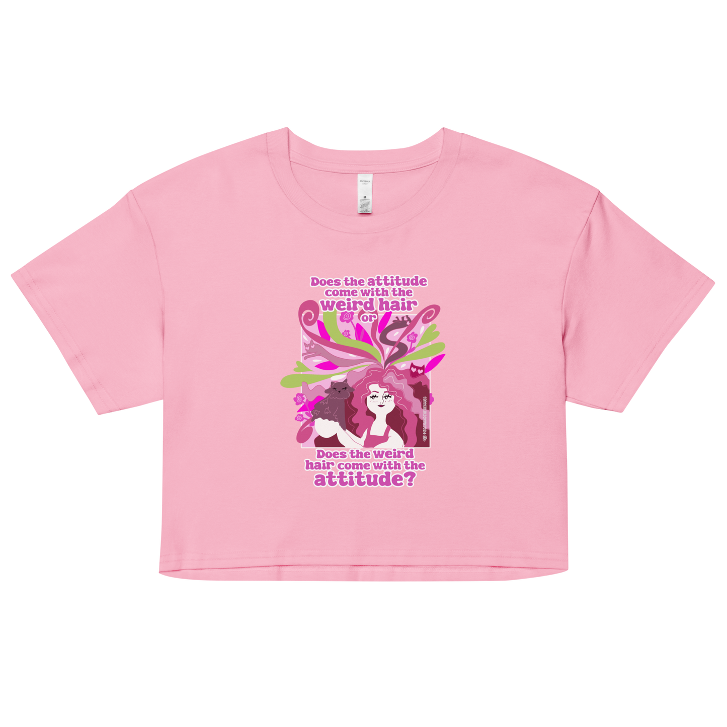 Weird Hair Attitude Pink - Women’s crop top