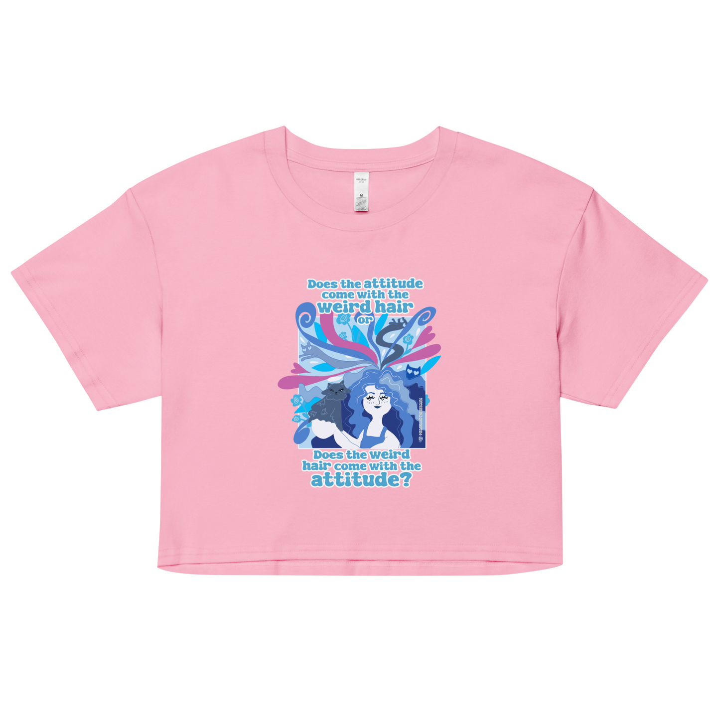 Weird Hair Attitude Blue - Women’s crop top