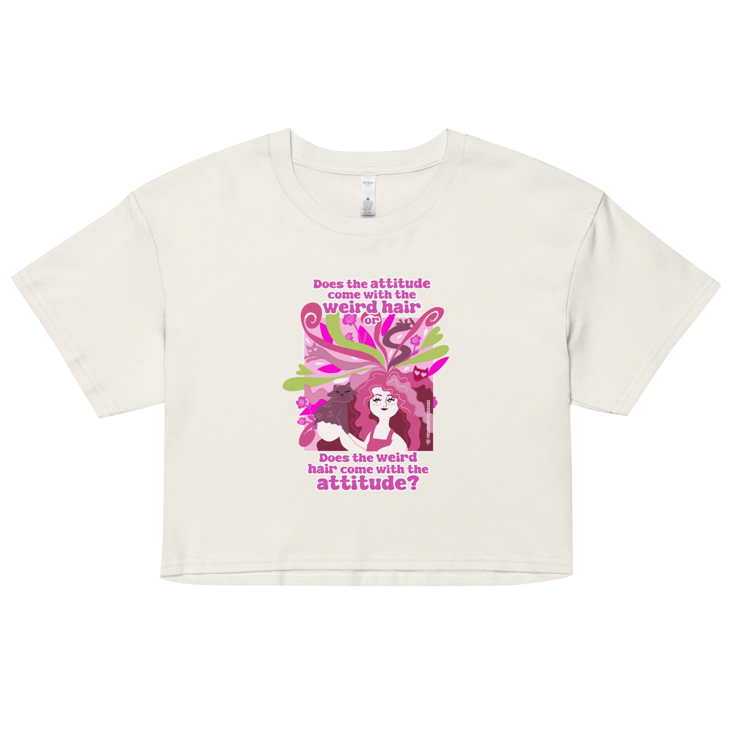 Weird Hair Attitude Pink - Women’s crop top