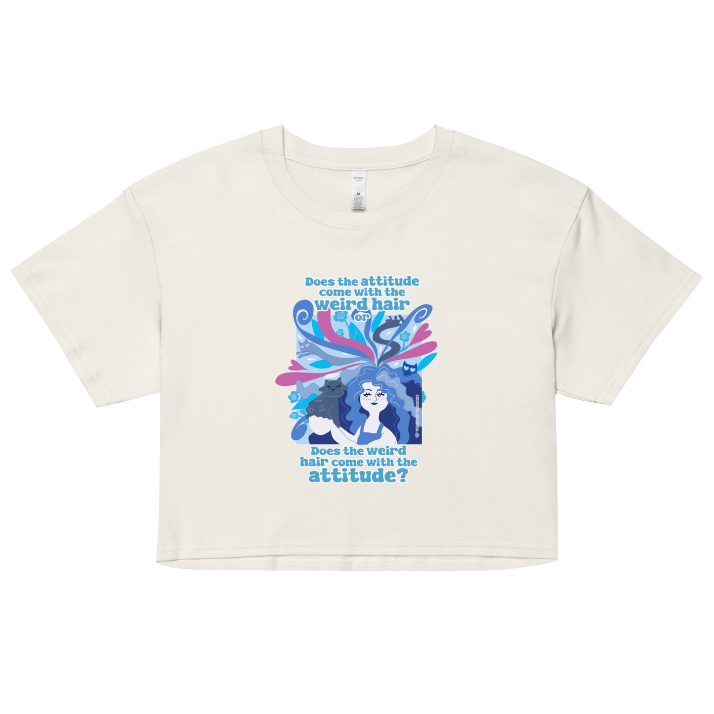 Weird Hair Attitude Blue - Women’s crop top