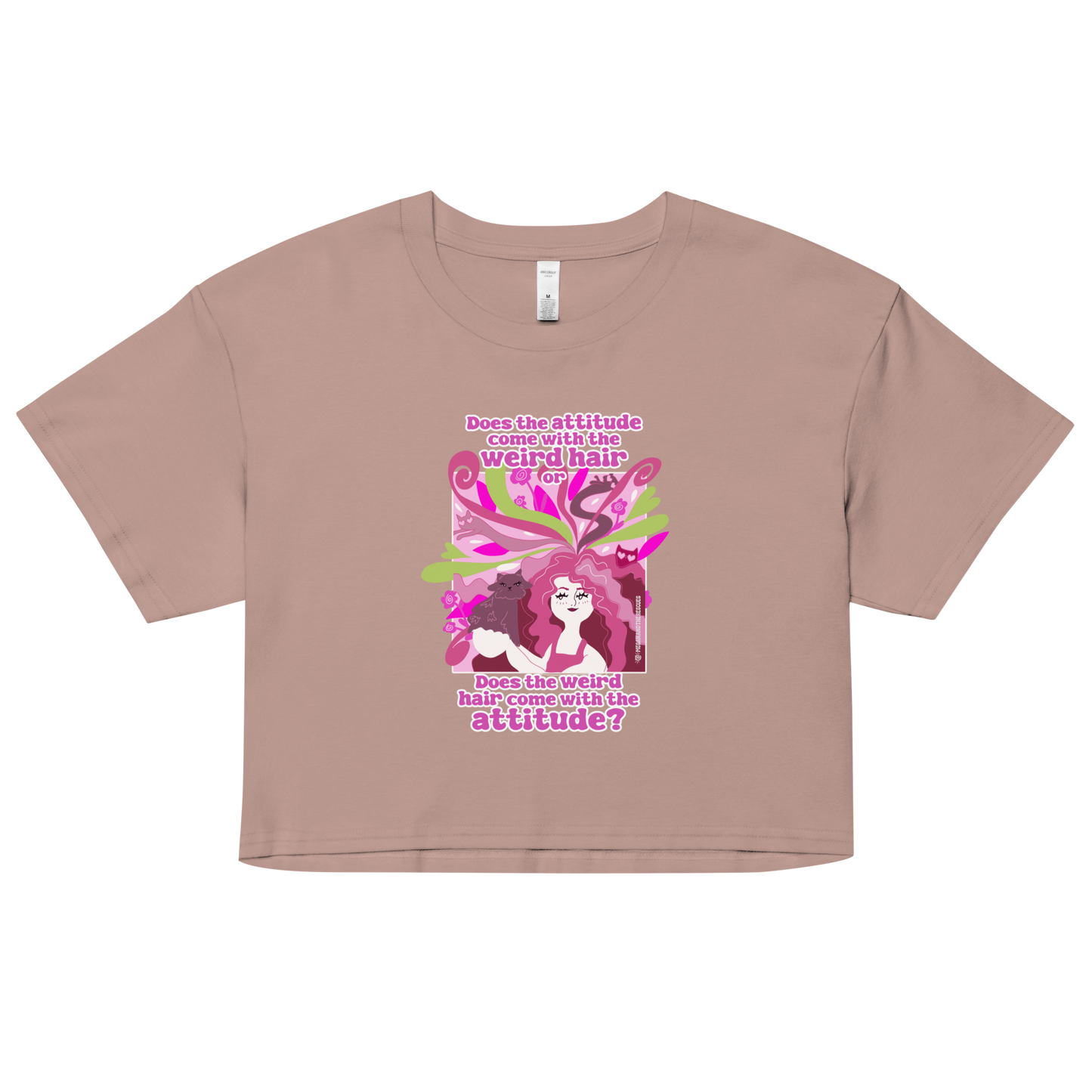 Weird Hair Attitude Pink - Women’s crop top