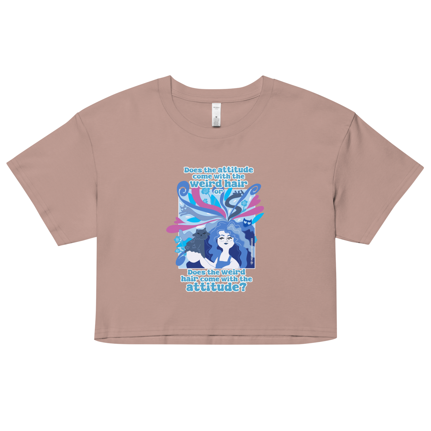 Weird Hair Attitude Blue - Women’s crop top