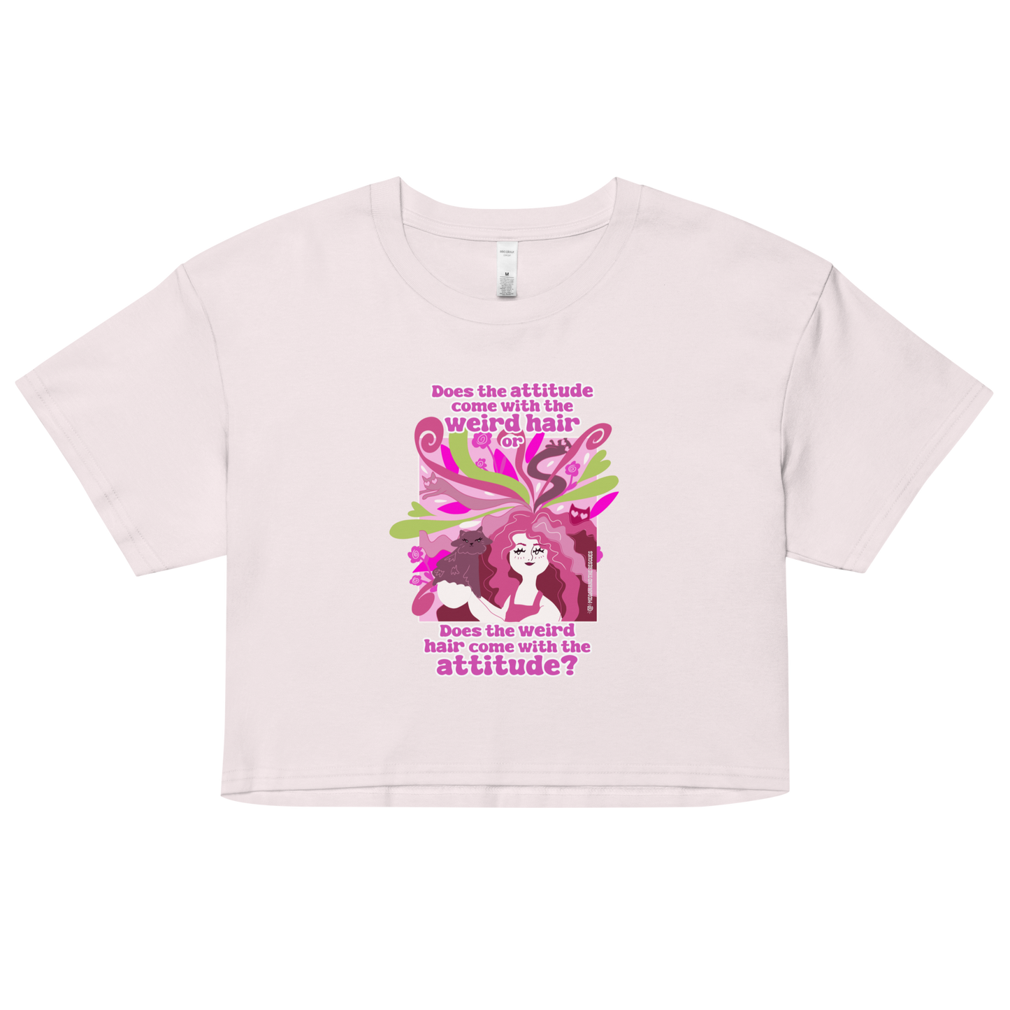 Weird Hair Attitude Pink - Women’s crop top