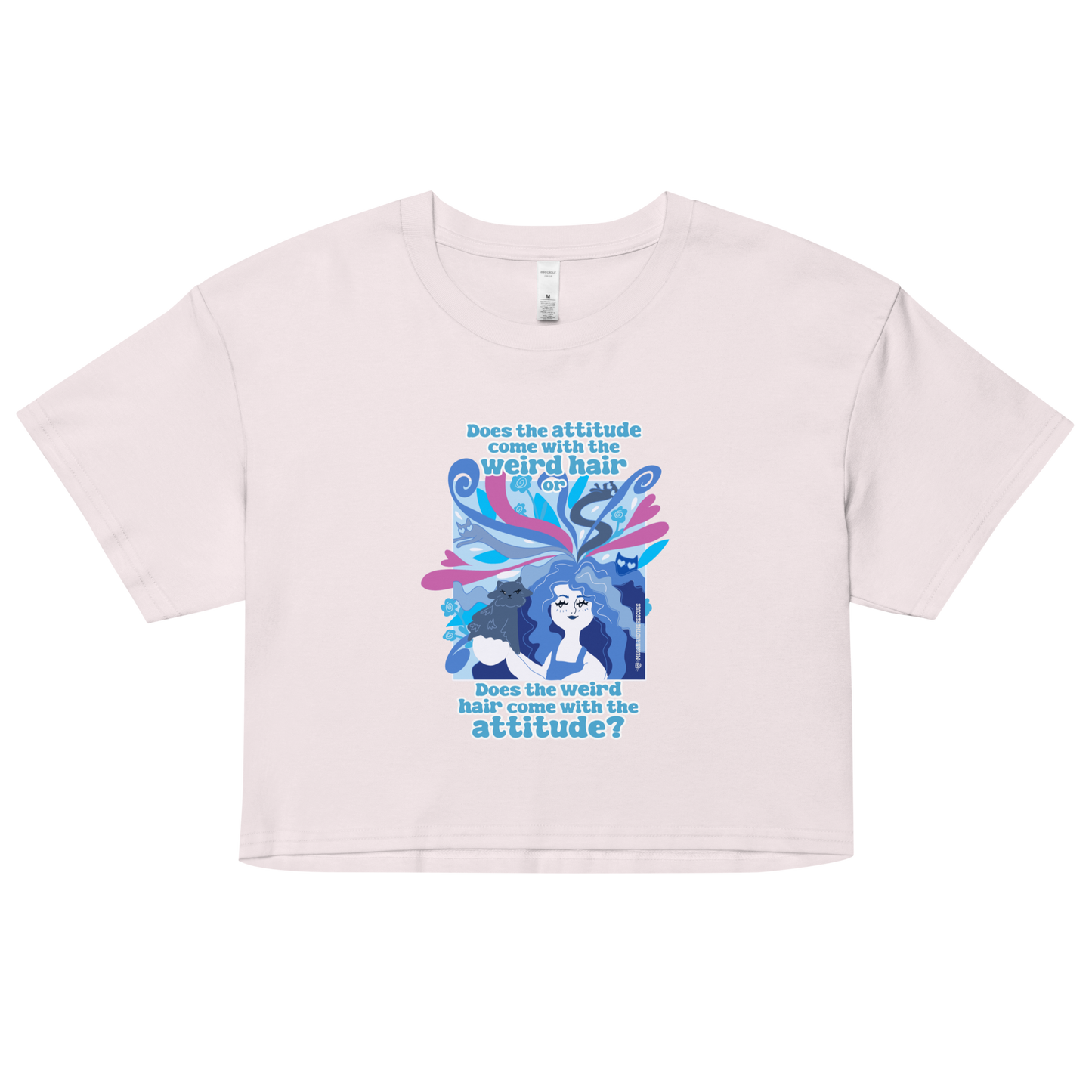 Weird Hair Attitude Blue - Women’s crop top