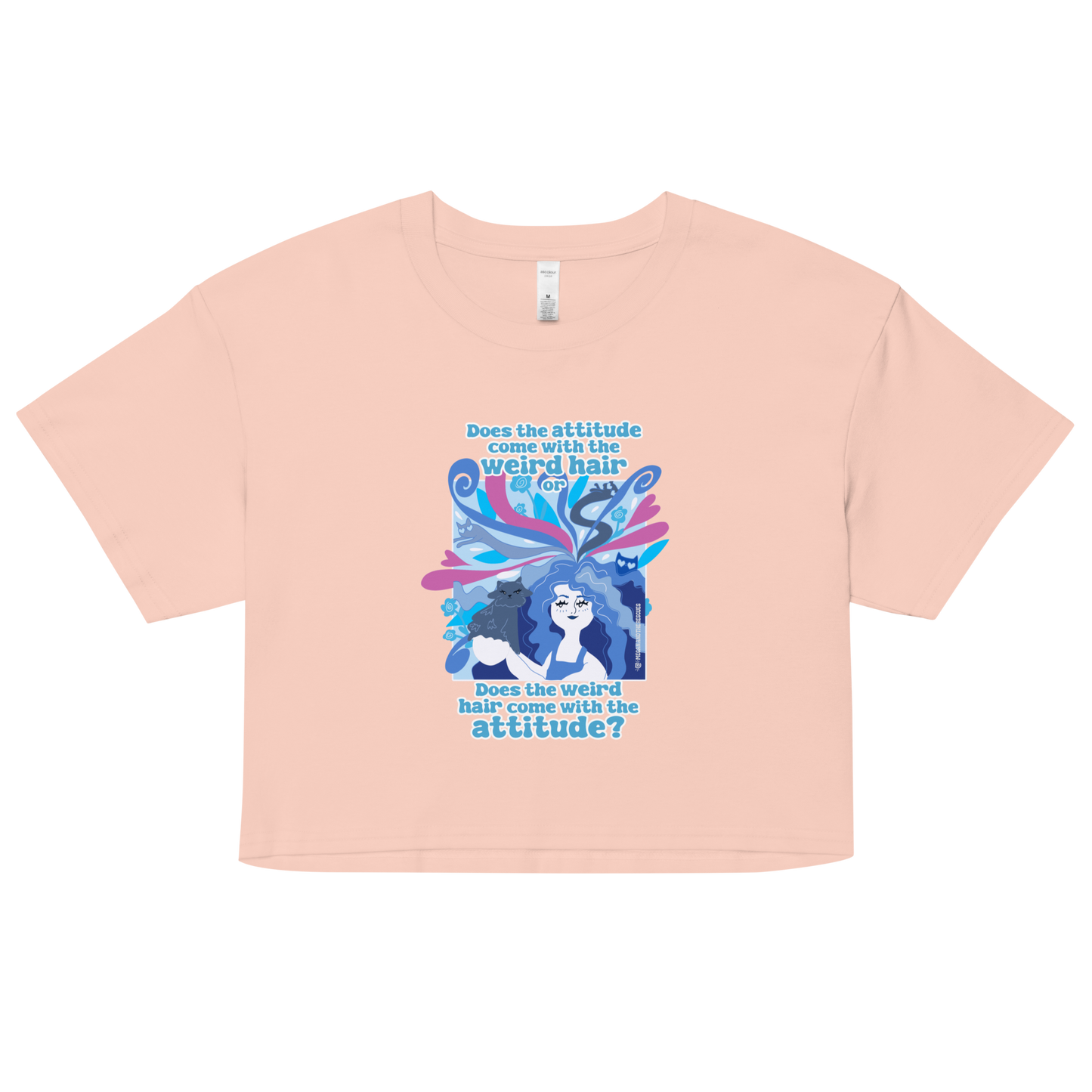Weird Hair Attitude Blue - Women’s crop top