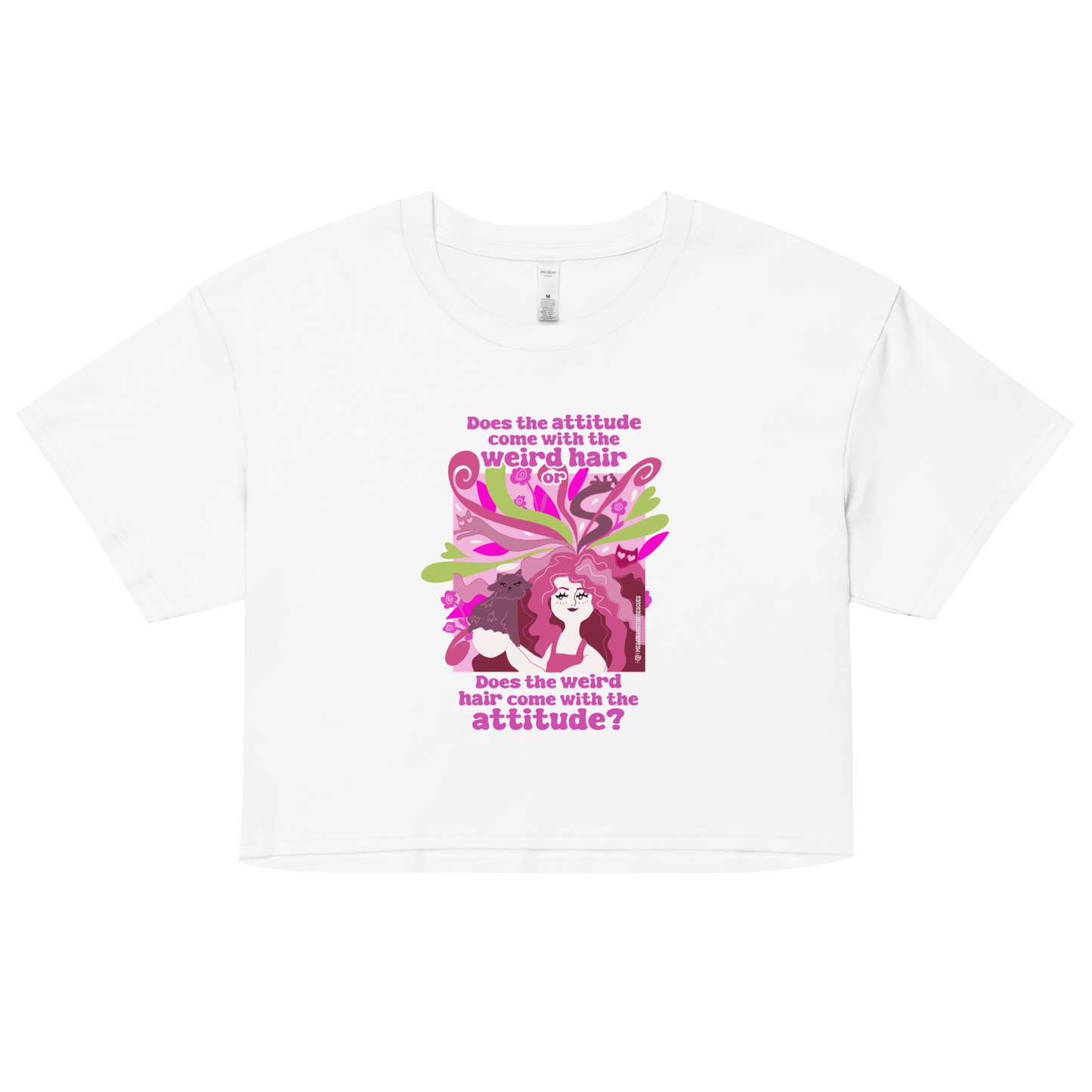 Weird Hair Attitude Pink - Women’s crop top