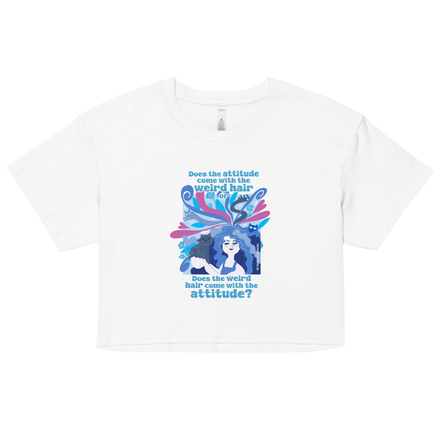 Weird Hair Attitude Blue - Women’s crop top