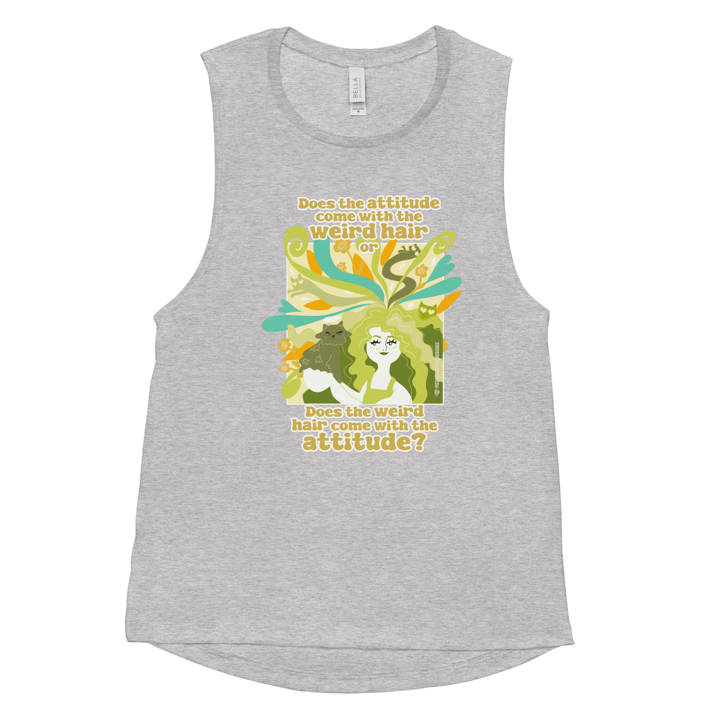 Weird Hair Attitude Green - Ladies’ Muscle Tank