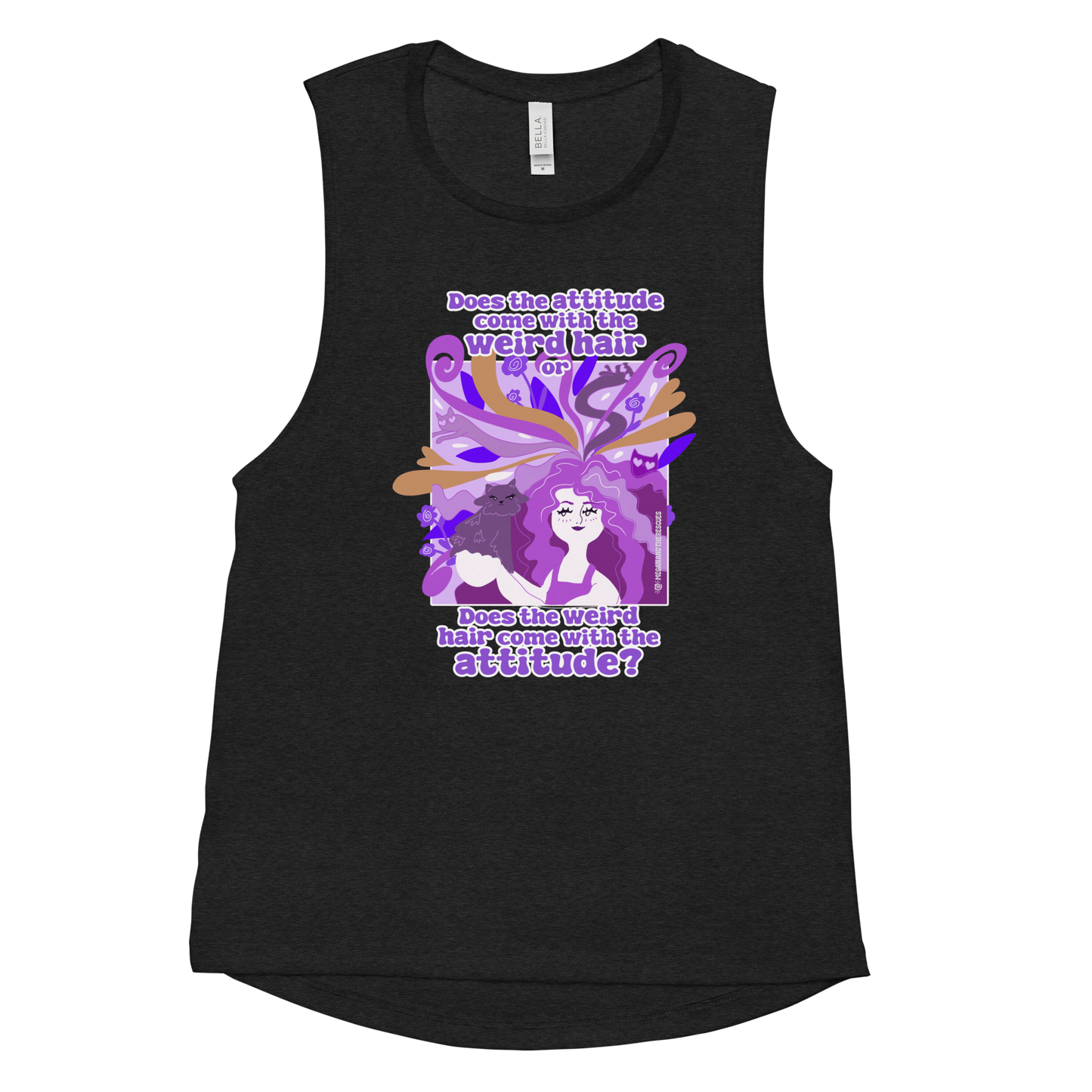 Weird Hair Attitude Purple - Ladies’ Muscle Tank