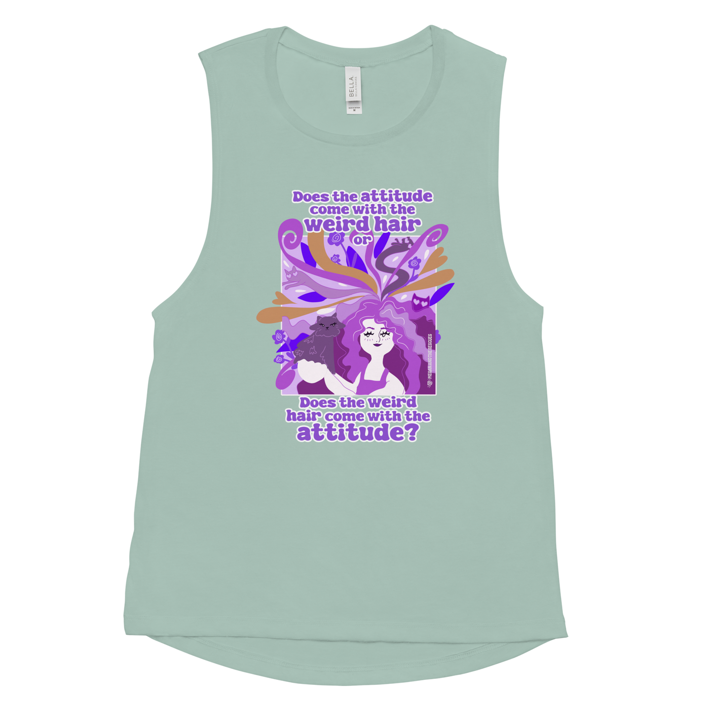 Weird Hair Attitude Purple - Ladies’ Muscle Tank