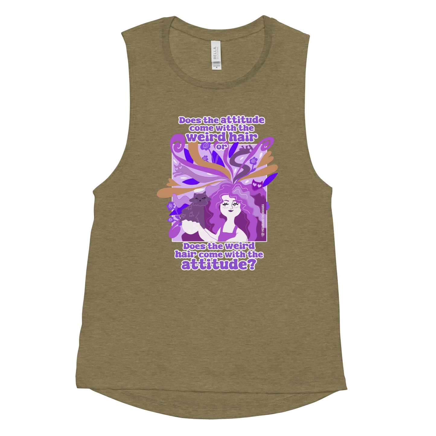 Weird Hair Attitude Purple - Ladies’ Muscle Tank