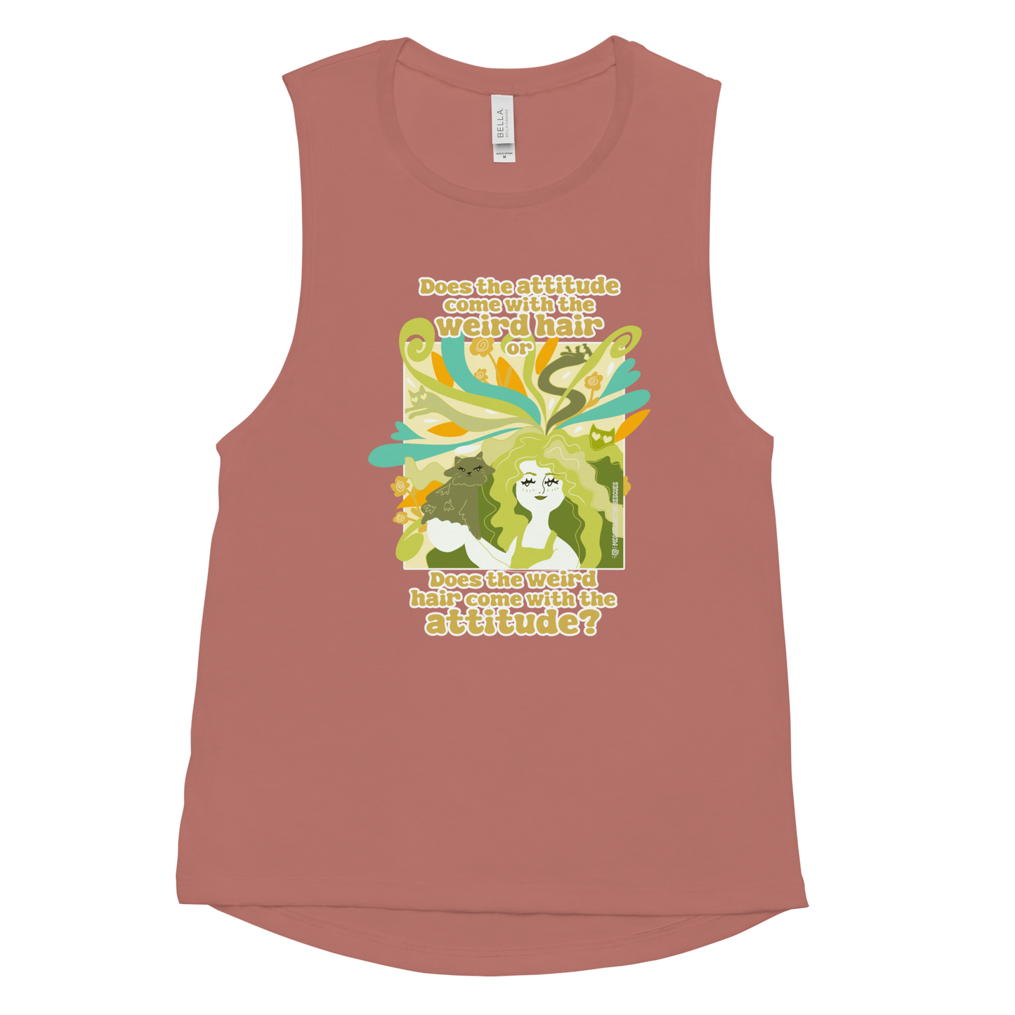 Weird Hair Attitude Green - Ladies’ Muscle Tank