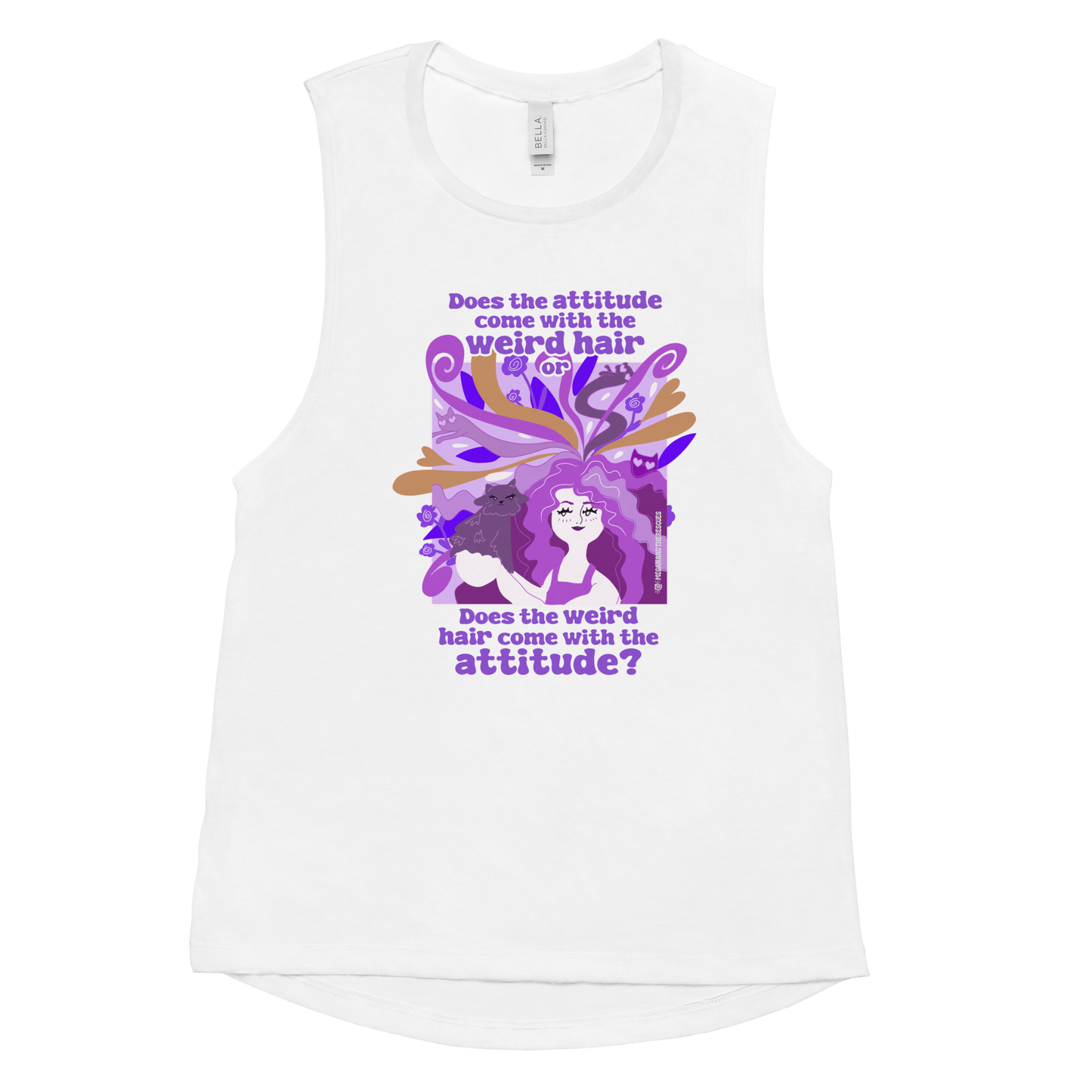 Weird Hair Attitude Purple - Ladies’ Muscle Tank