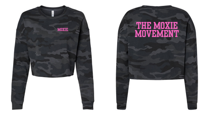 Moxie Women's Lightweight Crop Crewneck Sweatshirt - Black Camo