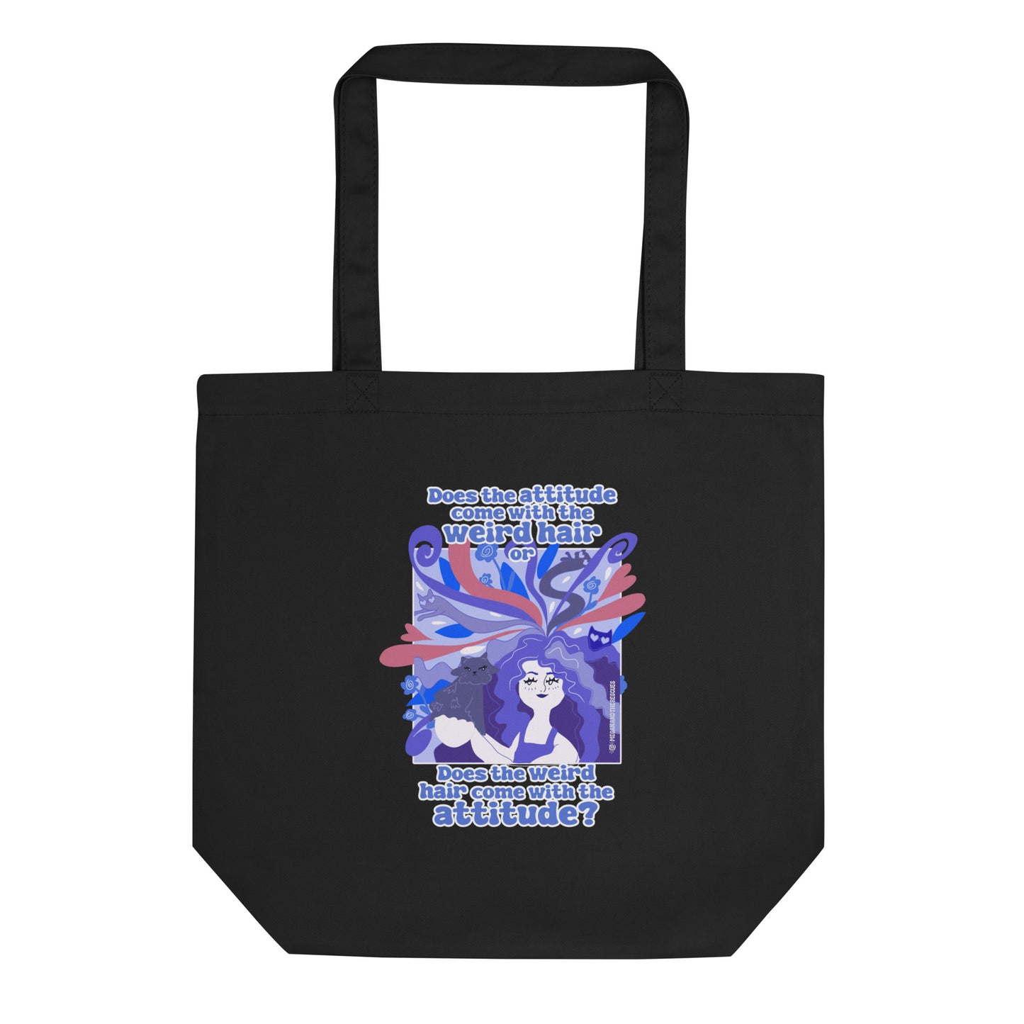 Weird Hair Attitude Dark Blue  - Eco Tote Bag