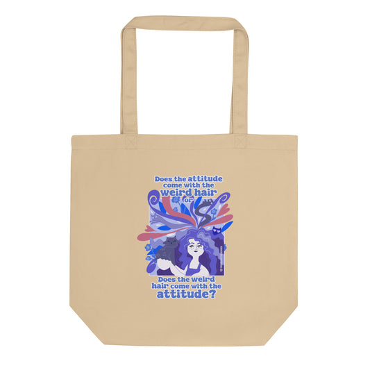 Weird Hair Attitude Dark Blue  - Eco Tote Bag