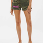 Moxie Women’S Lightweight California Wave Wash Fleece Shorts- Forest Heather Camo