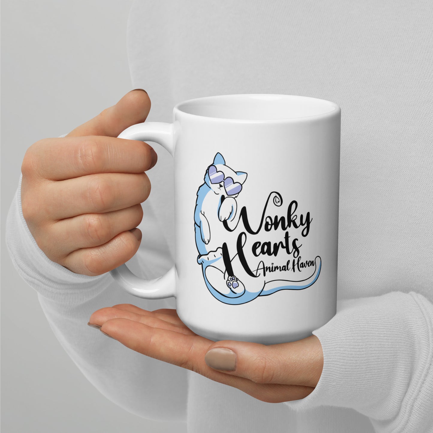 WONKY HEARTS - White glossy mug