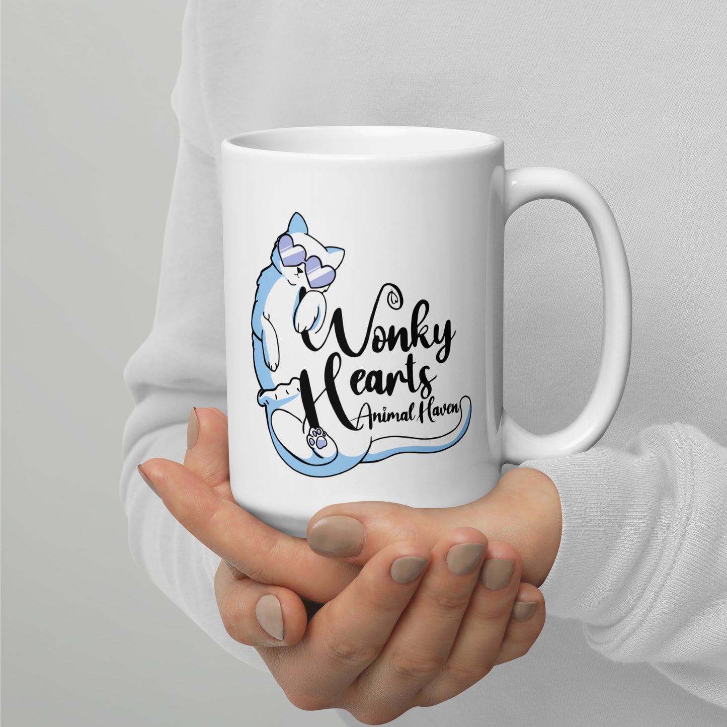 WONKY HEARTS - White glossy mug