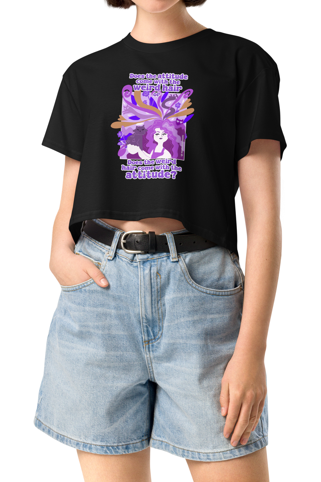 Weird Hair Attitude Purple - Women’s crop top