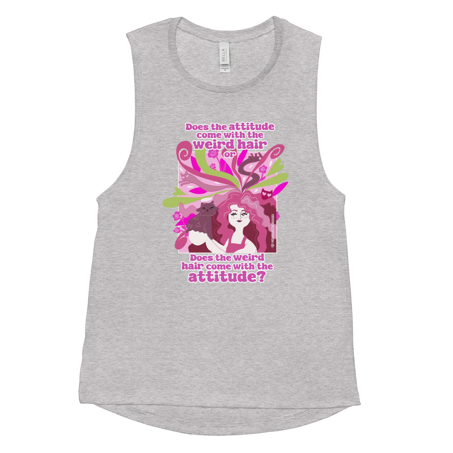 Weird Hair Attitude Pink - Ladies’ Muscle Tank