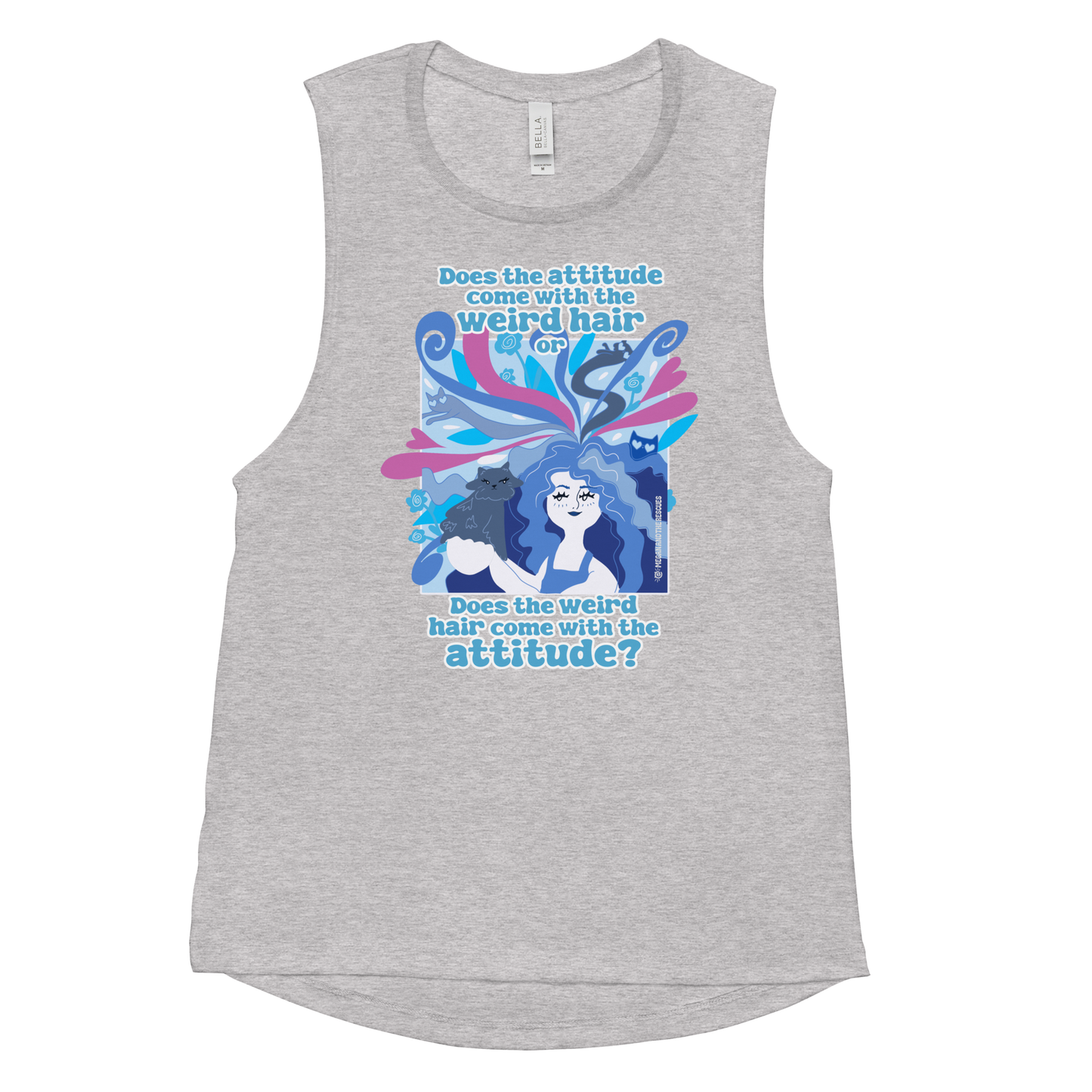 Weird Hair Attitude Blue - Ladies’ Muscle Tank